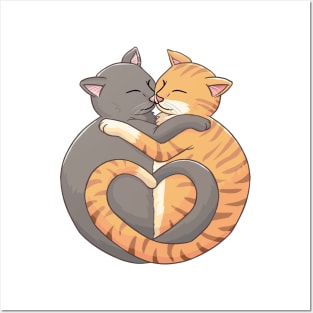 Cosy Kitties (Ginger & Grey) Posters and Art